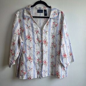 Vintage Cottagecore Floral Button Up – Crazy Horse by Liz Claiborne (XL)